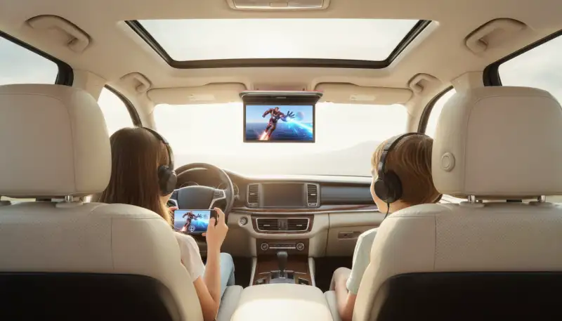Deckenmonitor Auto: Kino für unterwegs